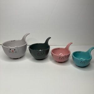 Kitty Cat Ceramic Measuring Cups x 4